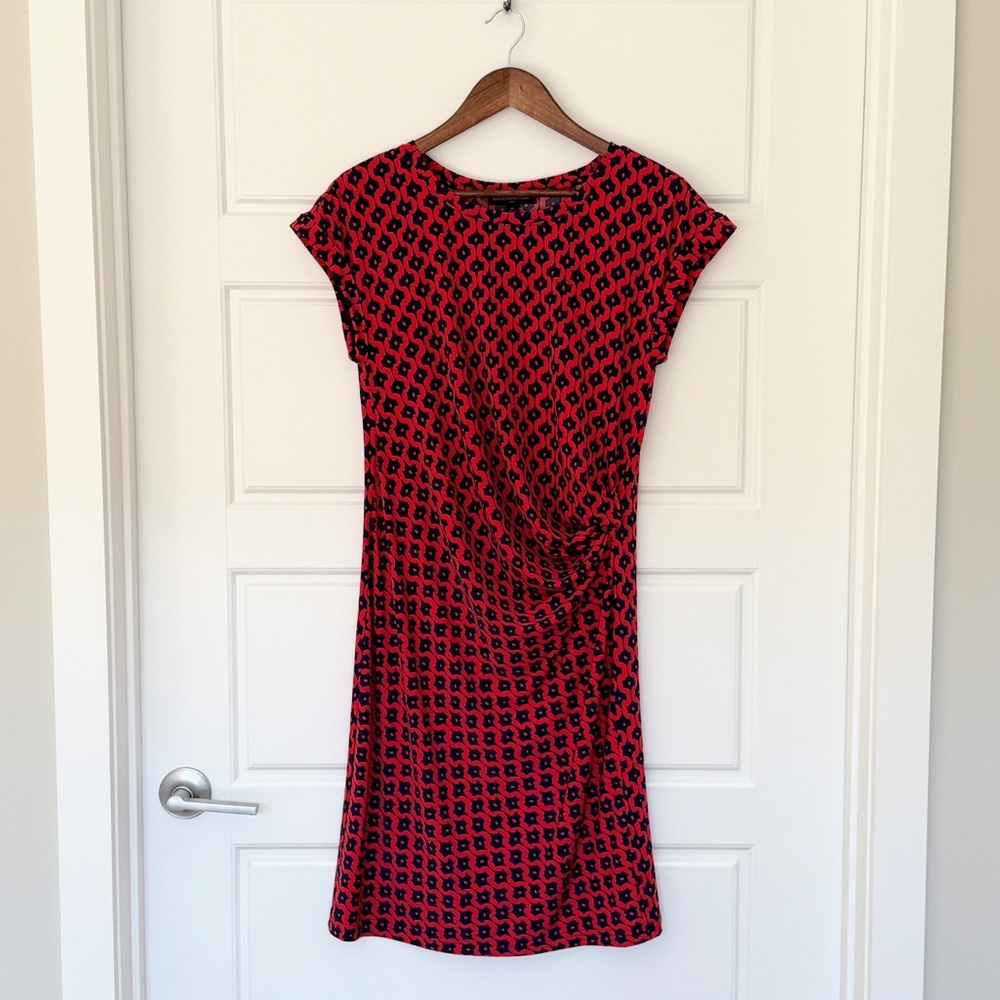 NWT Banana Republic Factory Short Sleeve Dress - Pink/Navy Geometric - Size M